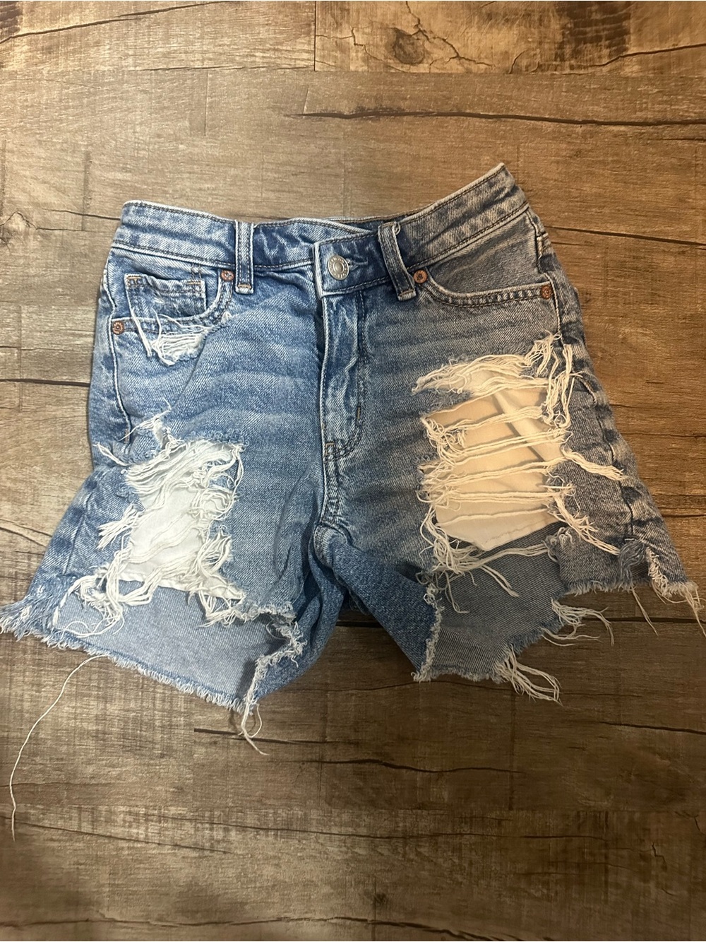 American Eagle Outfitters Light Blue Distressed Denim Shorts